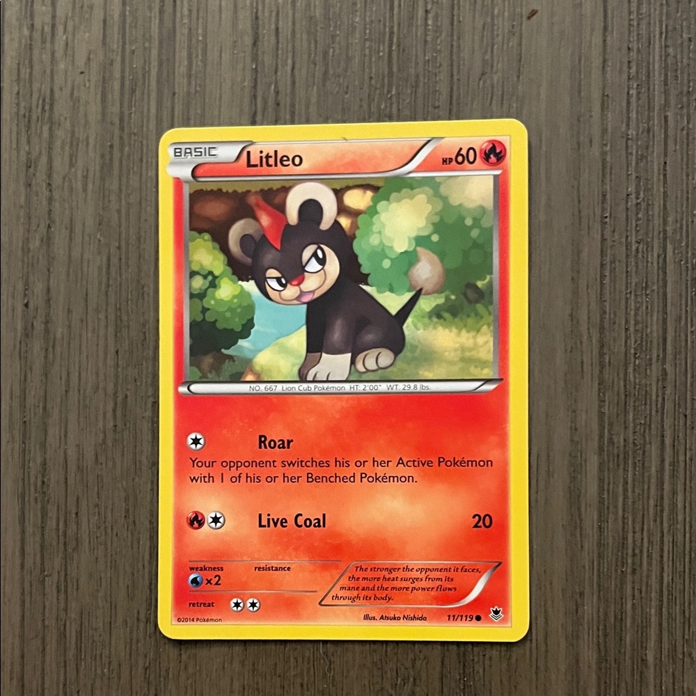 Pokemon Litleo Card - Red and Yellow